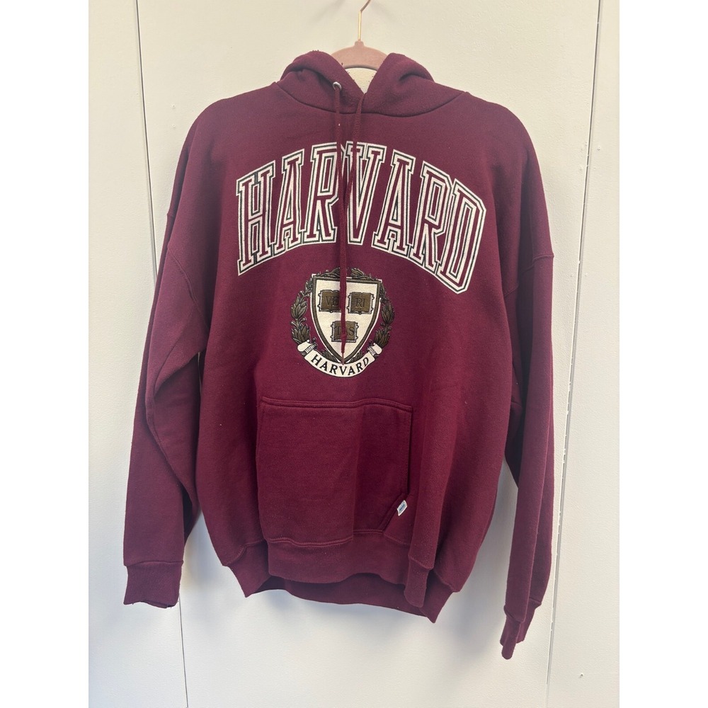 Vintage 90s Discus Athletic‎ Harvard University Hoodie XL Maroon Ivy
